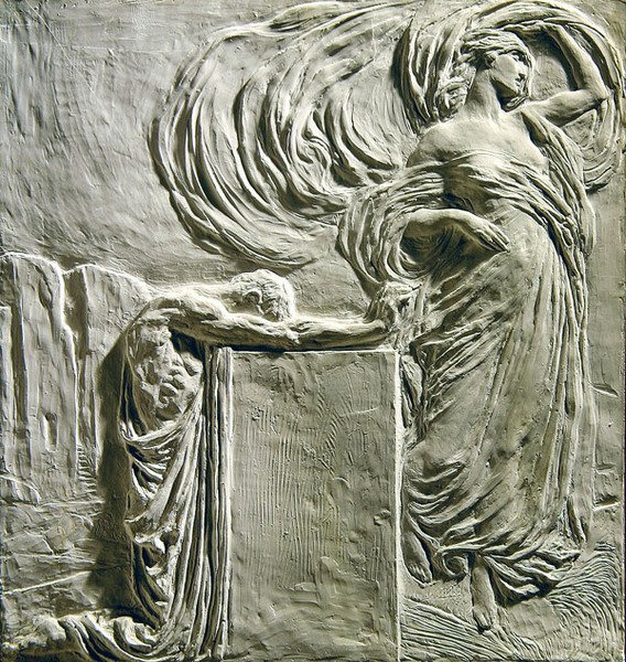 Placa funerária para Andre Glades, 1906-8 (gesso) de Leonardo Bistolfi