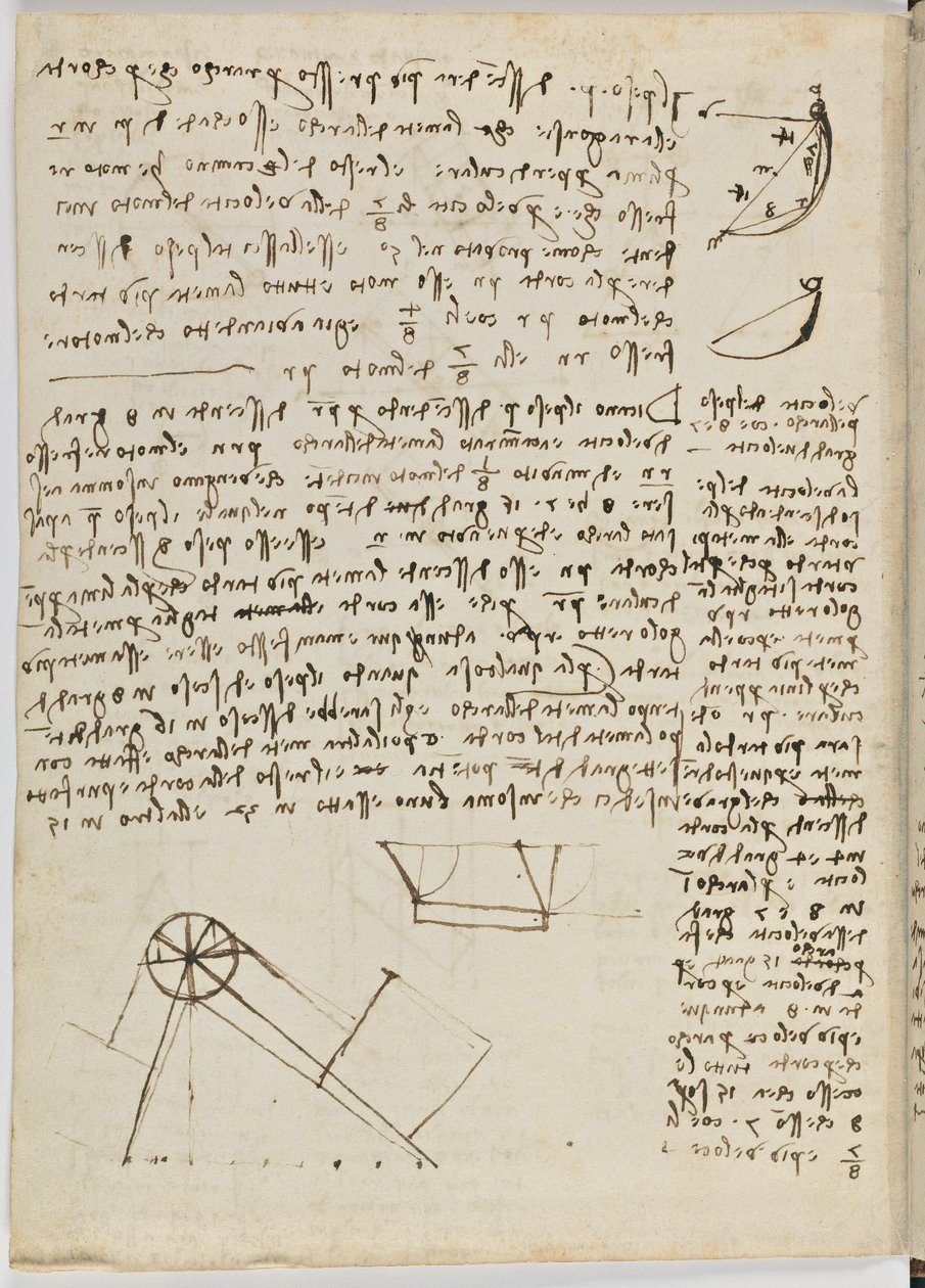 Código de Voo das Aves, c. 1505-06, manuscrito de papel, cc. 18, verso da folha 1 de Leonardo da Vinci