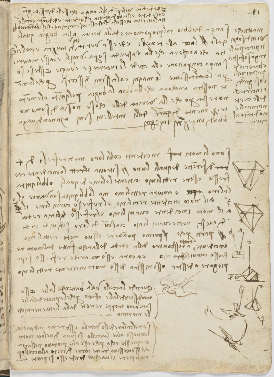 Código de Voo das Aves, c. 1505-06, manuscrito de papel, cc. 18, folha 11 recto de Leonardo da Vinci