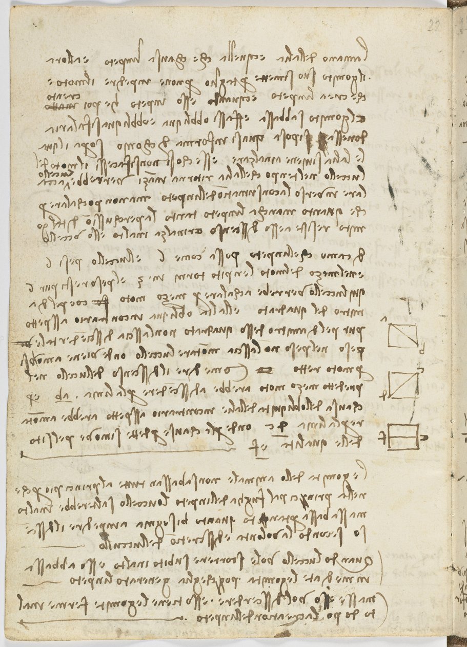 Código de Voo das Aves, c. 1505-06, manuscrito de papel, cc. 18, folha 14 verso de Leonardo da Vinci