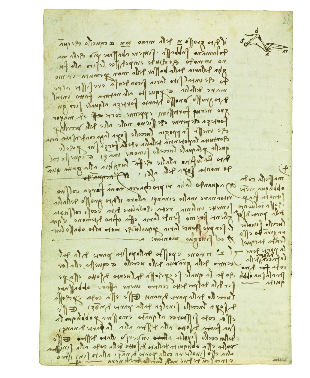 Codex sobre o voo dos pássaros, folha 13 verso de Leonardo da Vinci