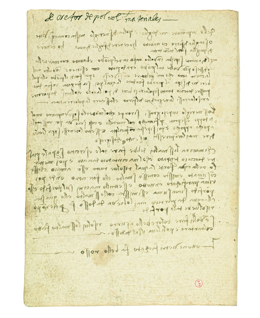 Codex sobre o voo dos pássaros, documento final II de Leonardo da Vinci