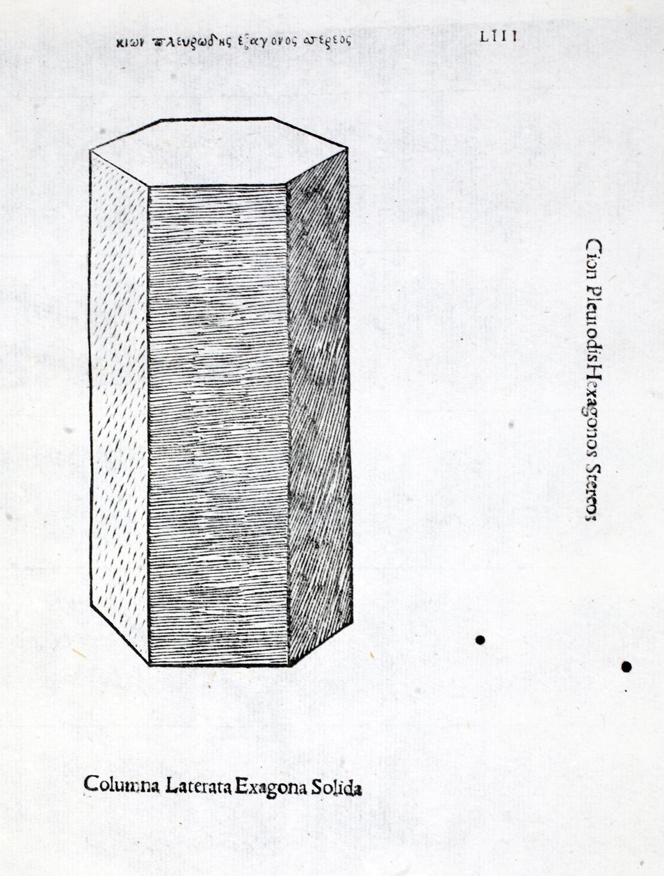 Coluna Solidata Sólida Exagonal, ilustração de &39;Divina Proportione&39; de Luca Pacioli (c.1445-1517), originalmente pub. Veneza, 1509 de Leonardo da Vinci
