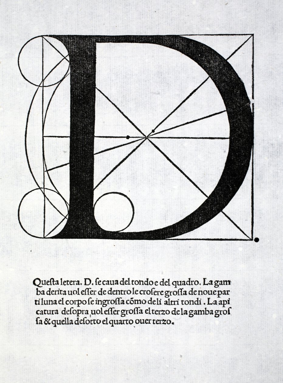 D, ilustração de &39;Divina Proportione&39; de Luca Pacioli (c.1445-1517), originalmente pub. Veneza, 1509 de Leonardo da Vinci