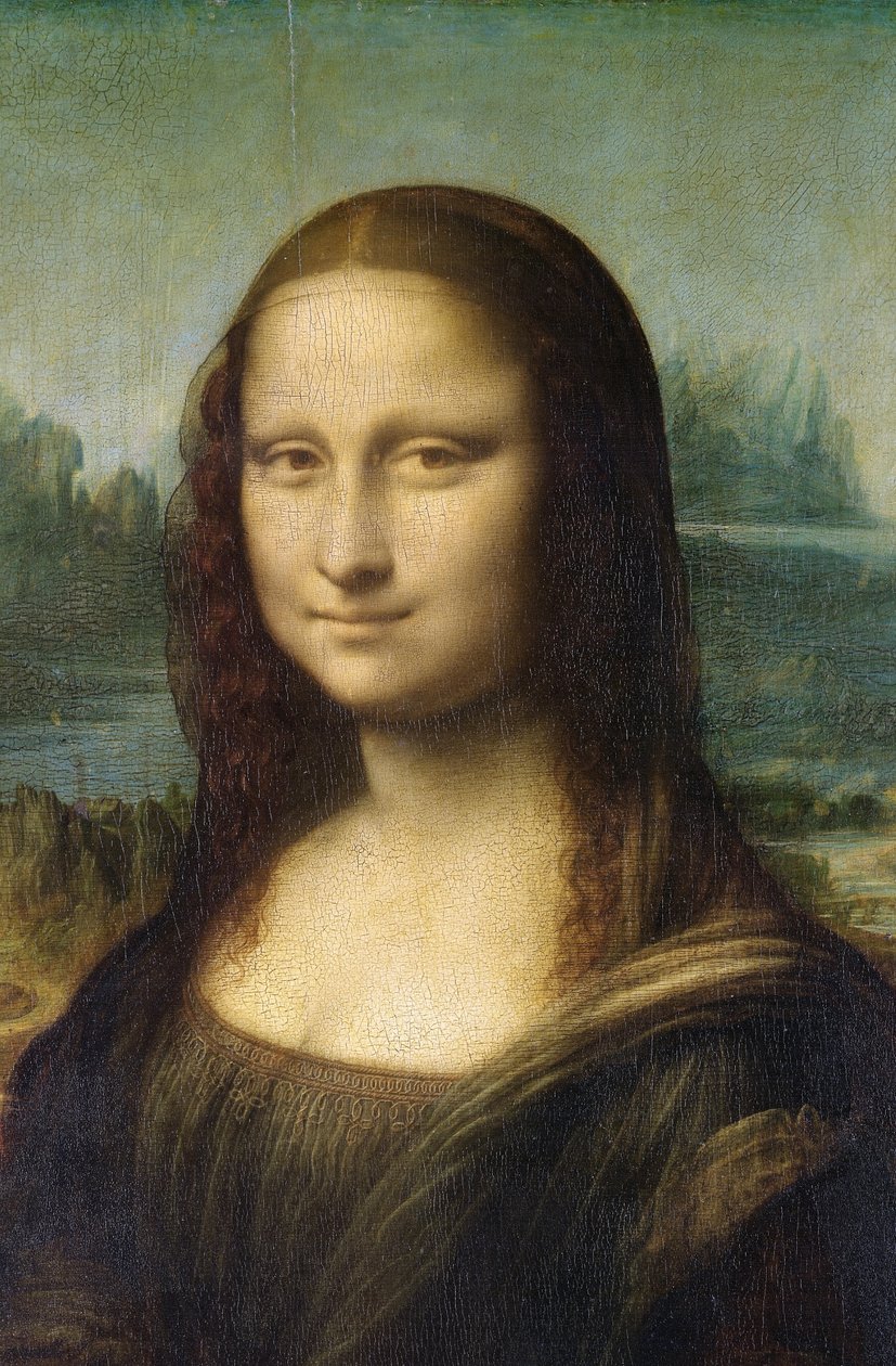 Detalhe da Mona Lisa, c.1503-6 de Leonardo da Vinci