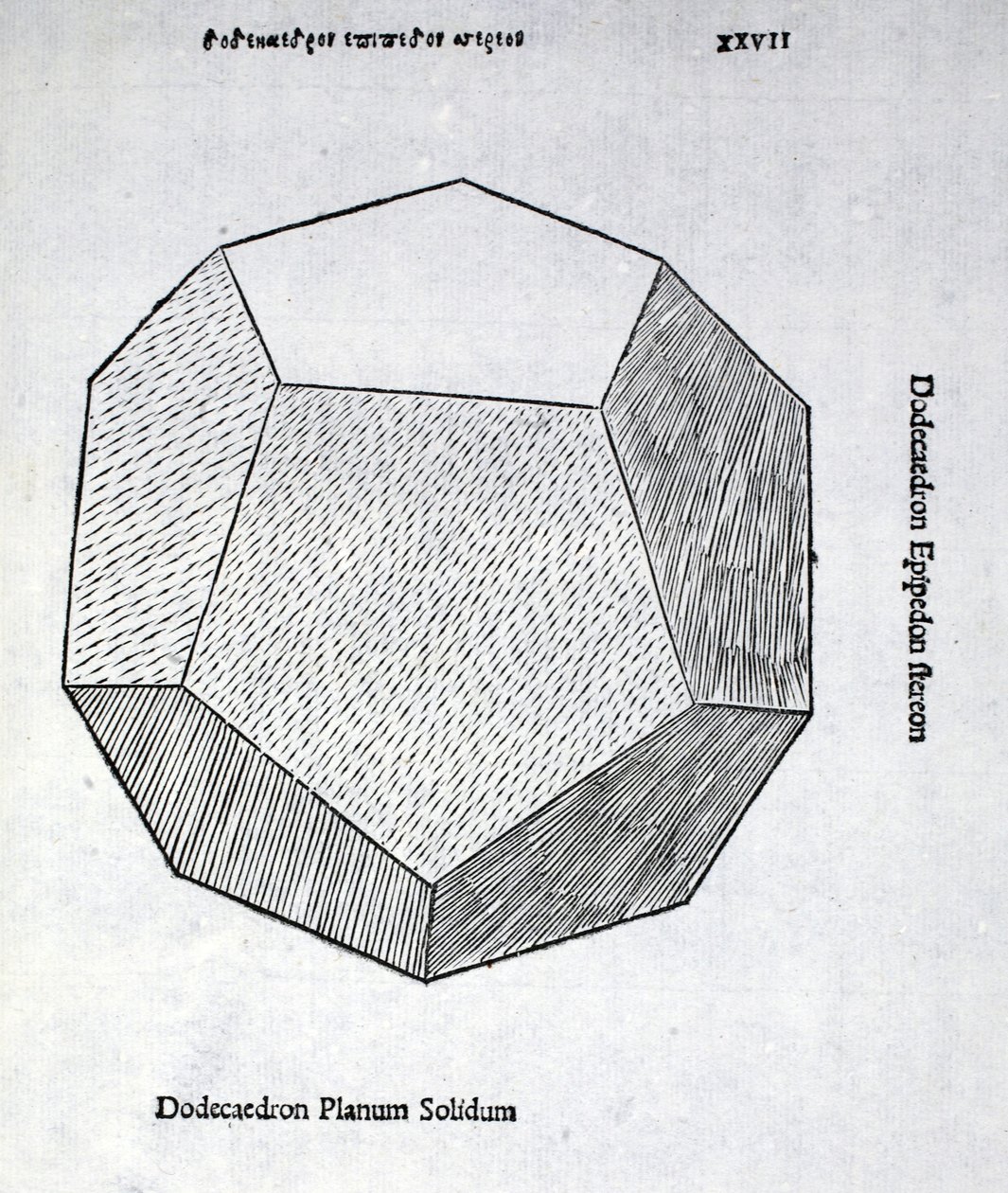 Dodecaedron plano sólido, a partir de uma &39;proporção divina&39; por Luca Pacioli (c.1445-1517), originalmente pub. Veneza de 1509 de Leonardo da Vinci