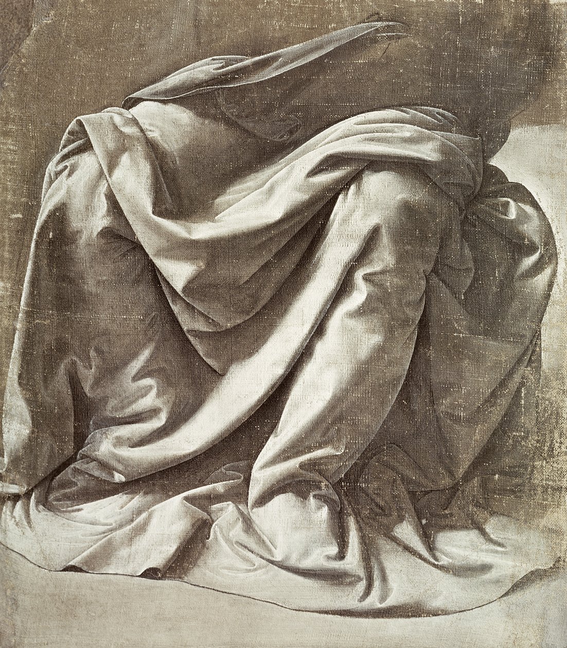 Estudo de tapeçaria para uma figura sentada, c.1475-80 (tela) de Leonardo da Vinci