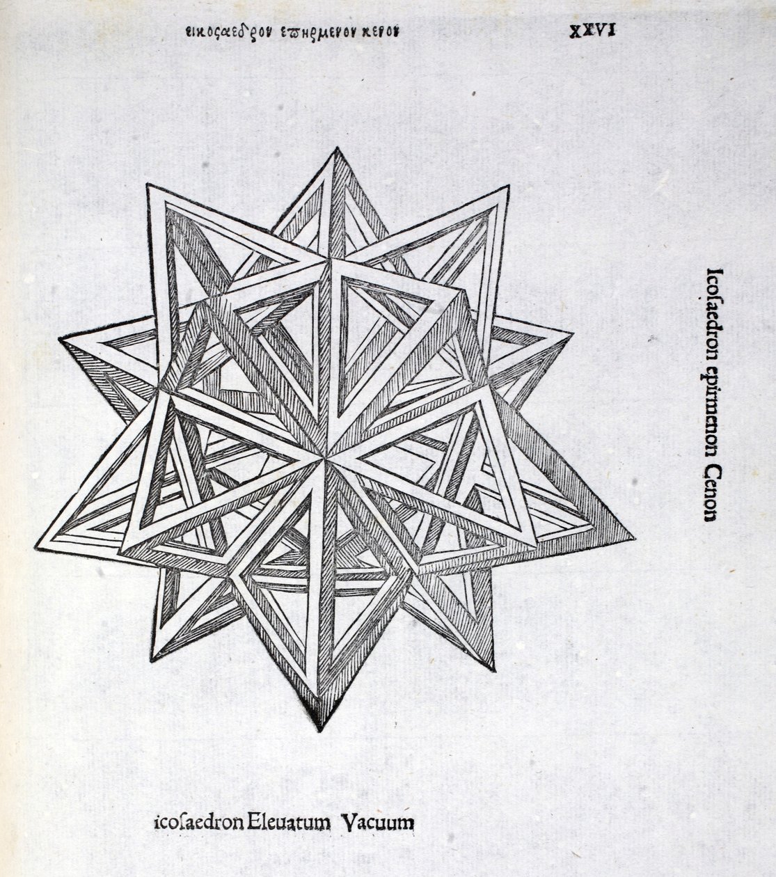 Icosaedron alto vácuo, a partir de uma &39;proporção divina&39; por Luca Pacioli (c.1445-1517), originalmente pub. Veneza de 1509 de Leonardo da Vinci