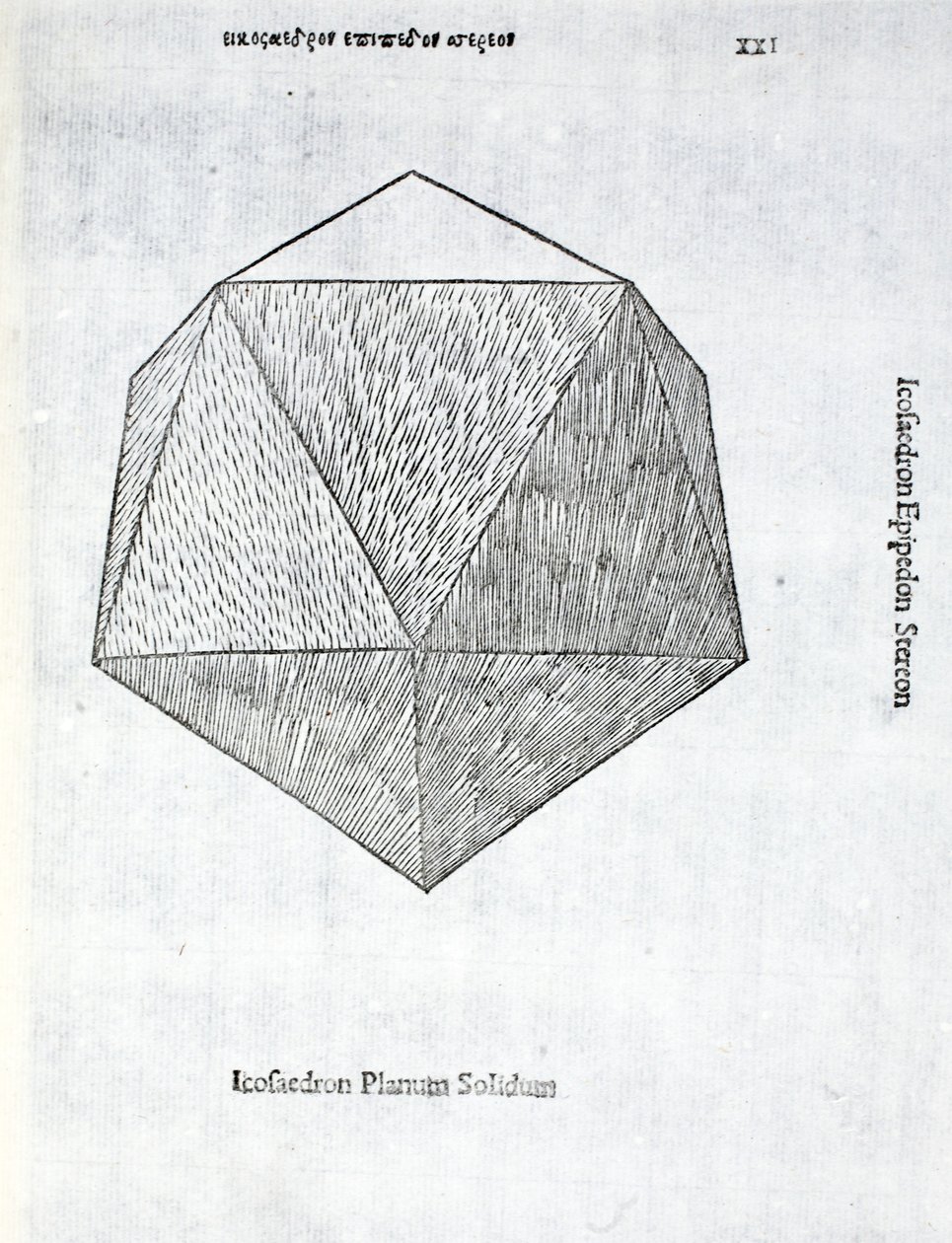 Icosaedron plano sólido, a partir de uma &39;proporção divina&39; por Luca Pacioli (c.1445-1517), originalmente pub. Veneza de 1509 de Leonardo da Vinci