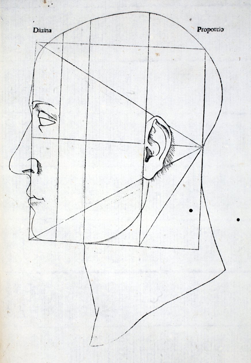 Ilustração de &39;Divina Proportione&39; por Luca Pacioli (c.1445-1517), originalmente pub. Veneza, 1509 de Leonardo da Vinci