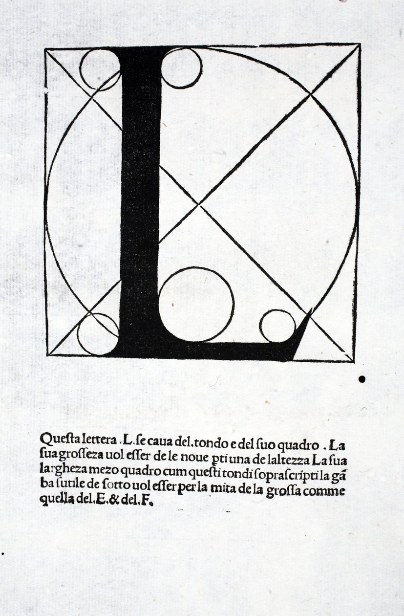 L, ilustração de &39;Divina Proportione&39; por Luca Pacioli (c.1445-1517), originalmente pub. Veneza, 1509 de Leonardo da Vinci