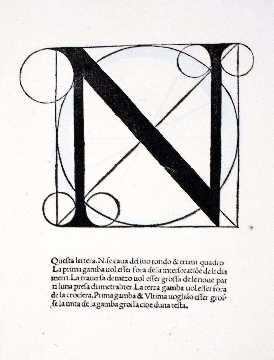N, ilustração de &39;Divina Proportione&39; por Luca Pacioli (c.1445-1517), originalmente pub. Veneza, 1509 de Leonardo da Vinci