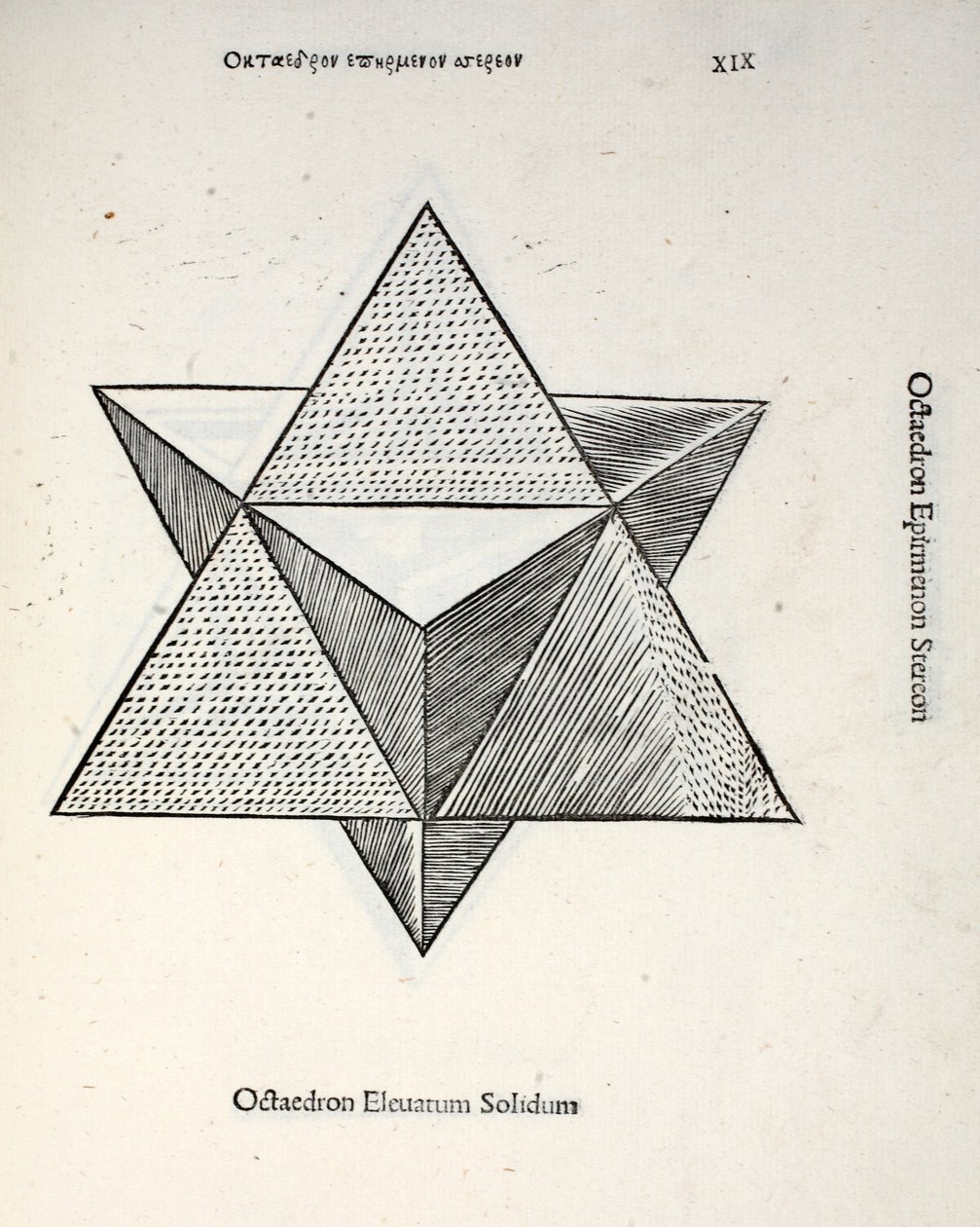 Octocedron levantou inteiramente de uma &39;proporção divina&39; por Luca Pacioli (c.1445-1517), originalmente pub. Veneza de 1509 de Leonardo da Vinci