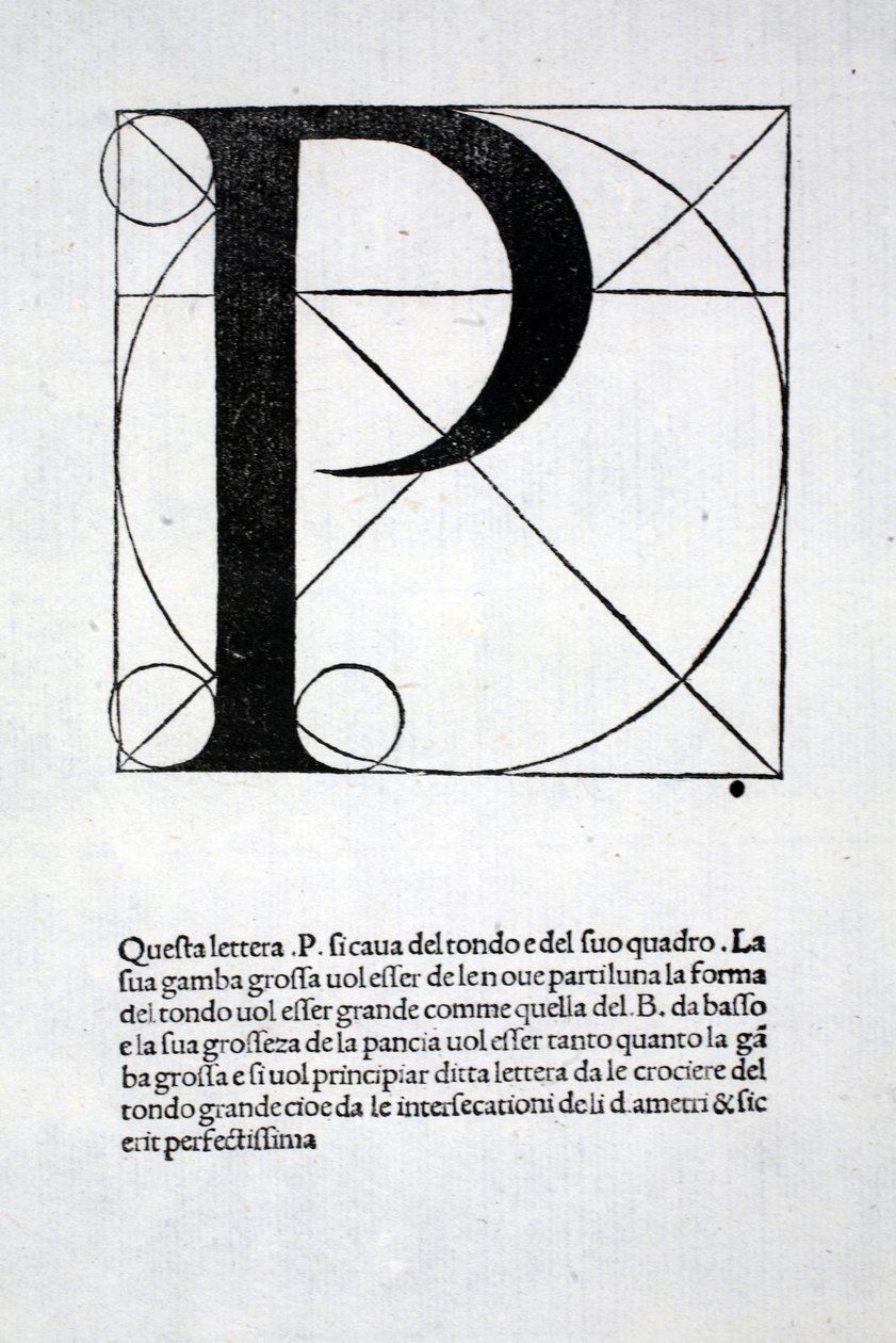 P, ilustração de &39;Divina Proportione&39; de Luca Pacioli (c.1445-1517), originalmente pub. Veneza, 1509 de Leonardo da Vinci