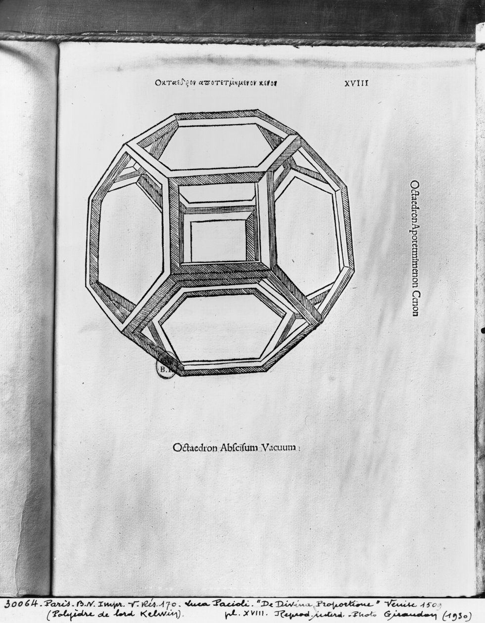 Poliedro, de &39;De Divina Proportione&39; de Luca Pacioli, publicado em 1509, Veneza de Leonardo da Vinci