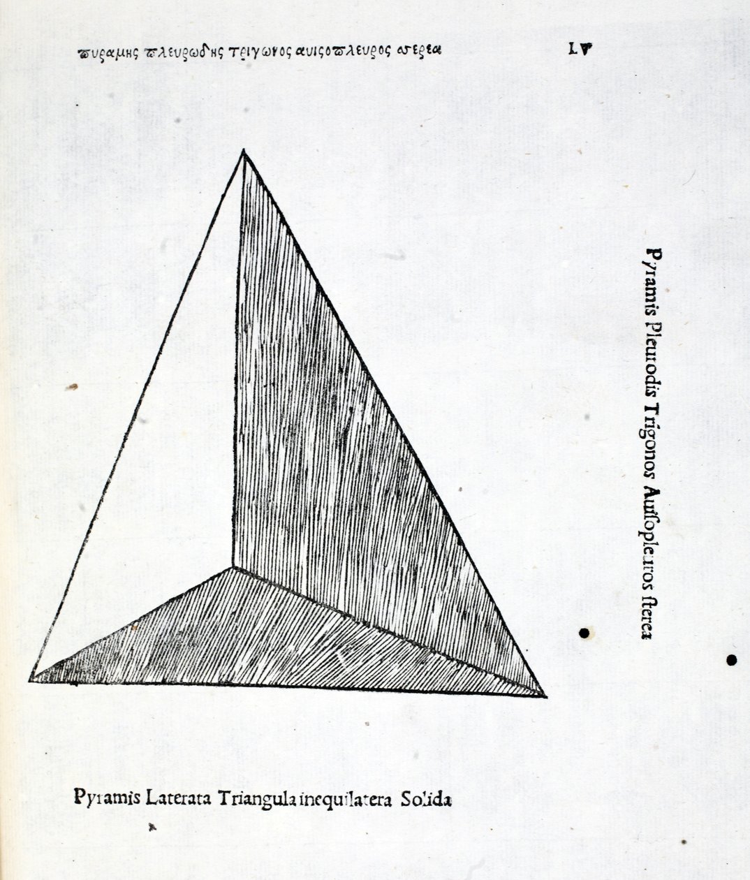 Desigualdade sólida triangular de Pyramis laterata, ilustração de &39;Divina Proportione&39; de Luca Pacioli (c.1445-1517), originalmente pub. Veneza, 1509 de Leonardo da Vinci