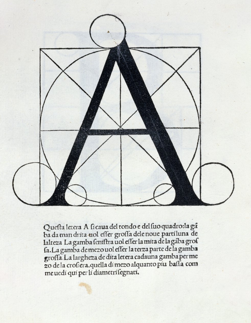 Res 4720 A letra &39;A&39;, ilustração para &39;De Divina Proportione&39; de Luca Pacioli (1445-1517), 1509 (litografia) de Leonardo da Vinci
