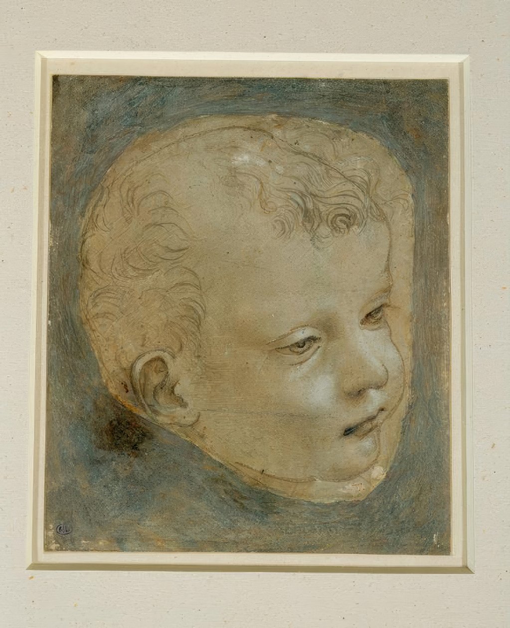 Estude a cabeça de um menino no perfil de três quartos à direita de Leonardo da Vinci