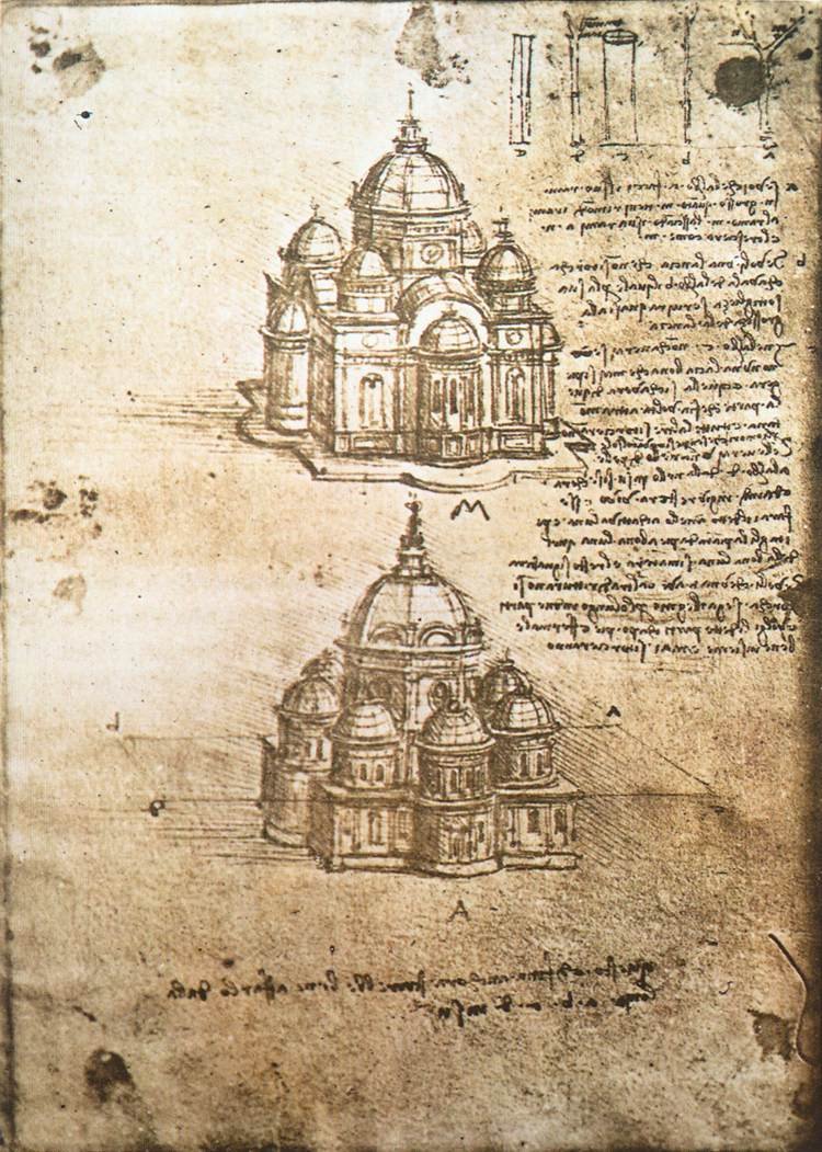 Estudos de edifícios de plano central de Leonardo da Vinci