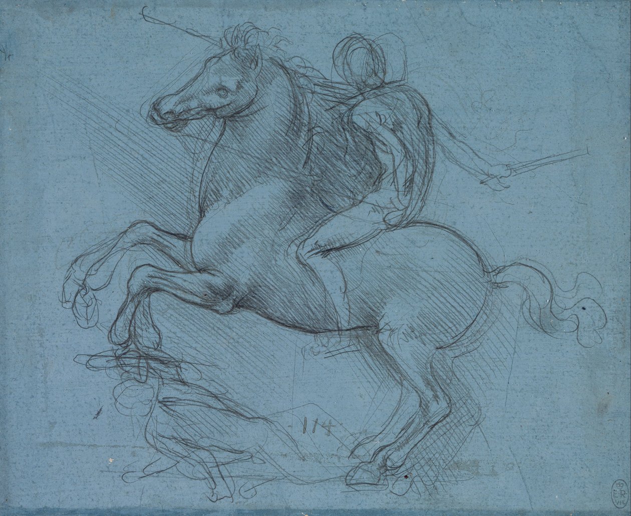 Estudo para um monumento equestre (reto) de Leonardo da Vinci