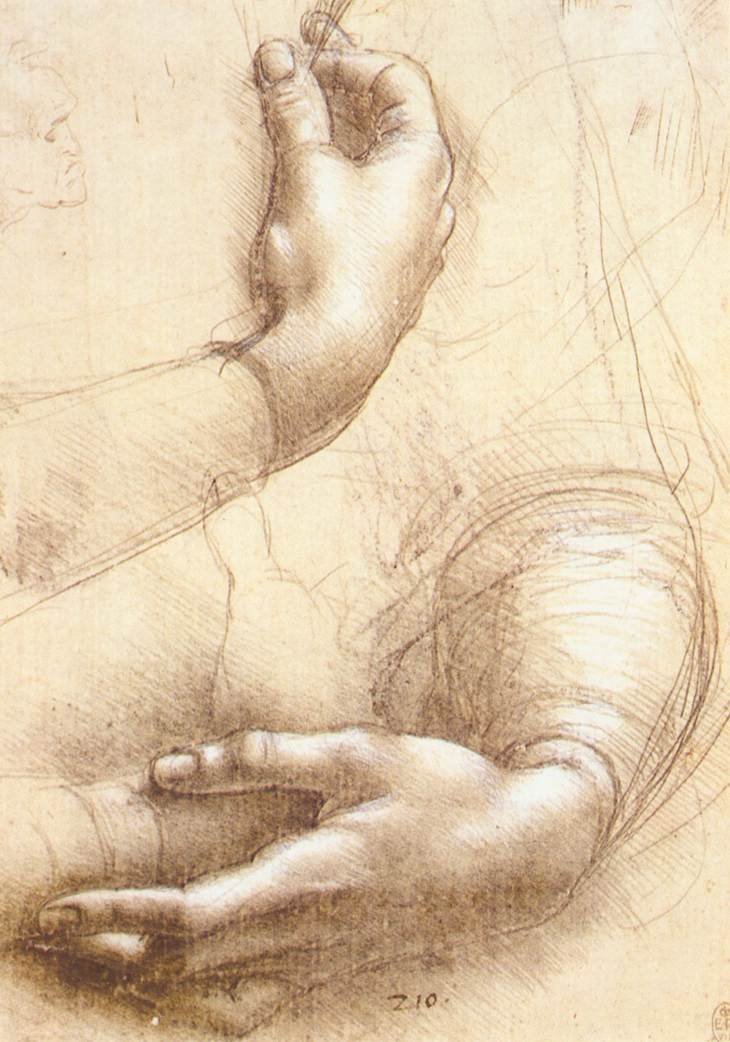 Estudo de mãos de Leonardo da Vinci