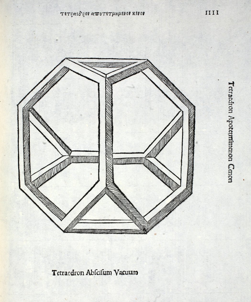 Tetraëdron corte é sem sentido a partir de uma &39;proporção divina&39; por Luca Pacioli (c.1445-1517), originalmente pub. Veneza de 1509 de Leonardo da Vinci