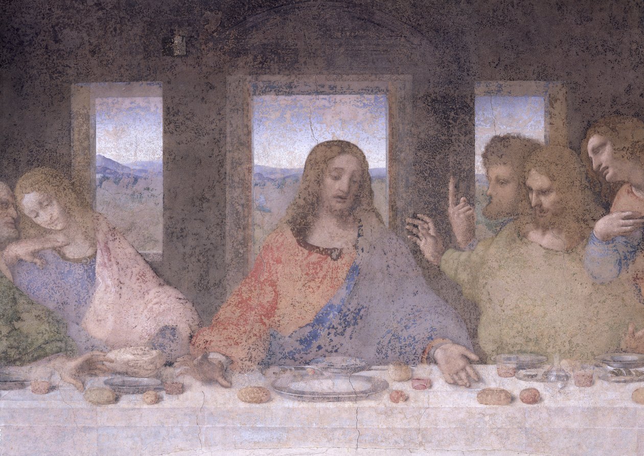A Última Ceia, 1495-97 (pós restauração) de Leonardo da Vinci