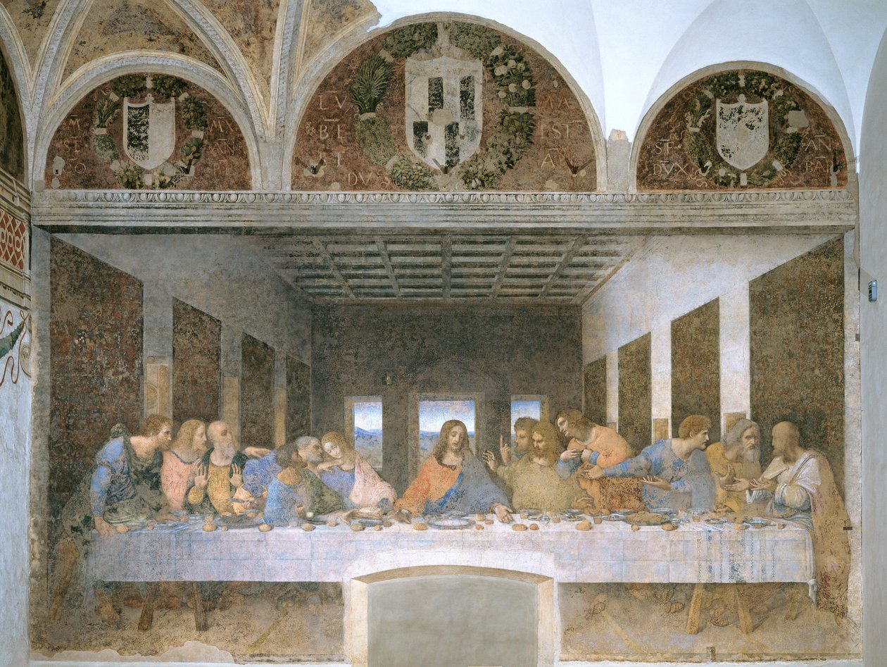 A Última Ceia, 1495-97 (pós restauração) de Leonardo da Vinci