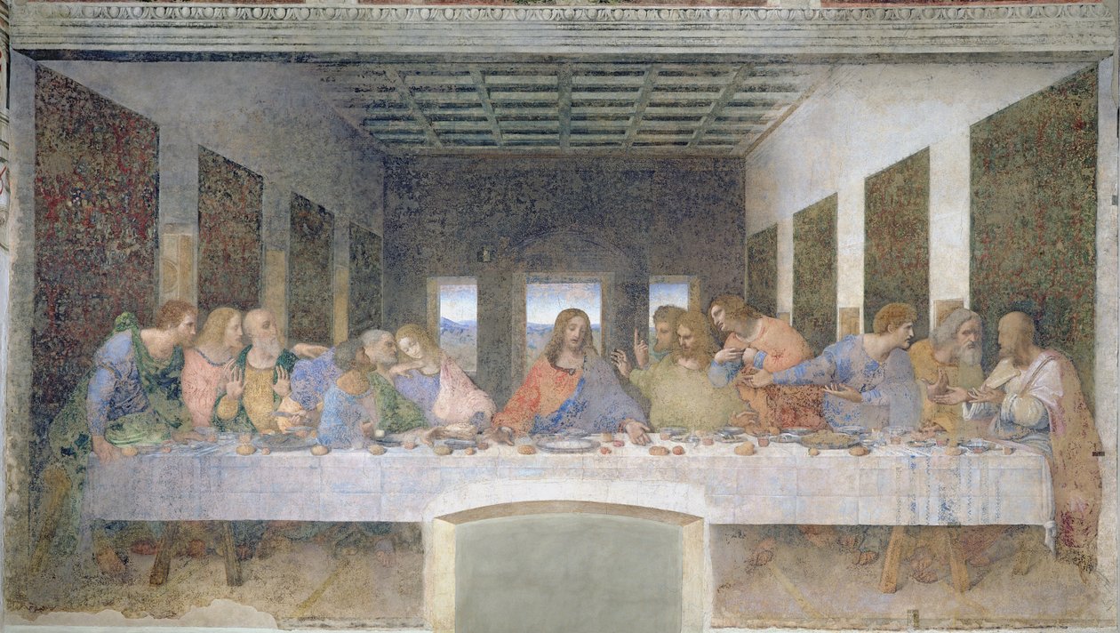 A Última Ceia, 1495-97 (pós restauração) de Leonardo da Vinci