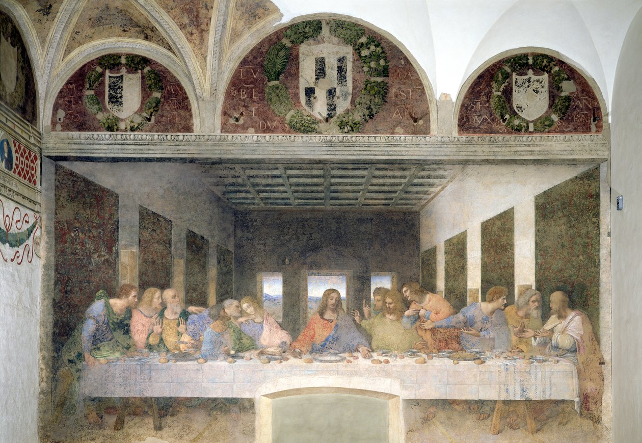 A Última Ceia, 1495-97 (pós restauração) de Leonardo da Vinci
