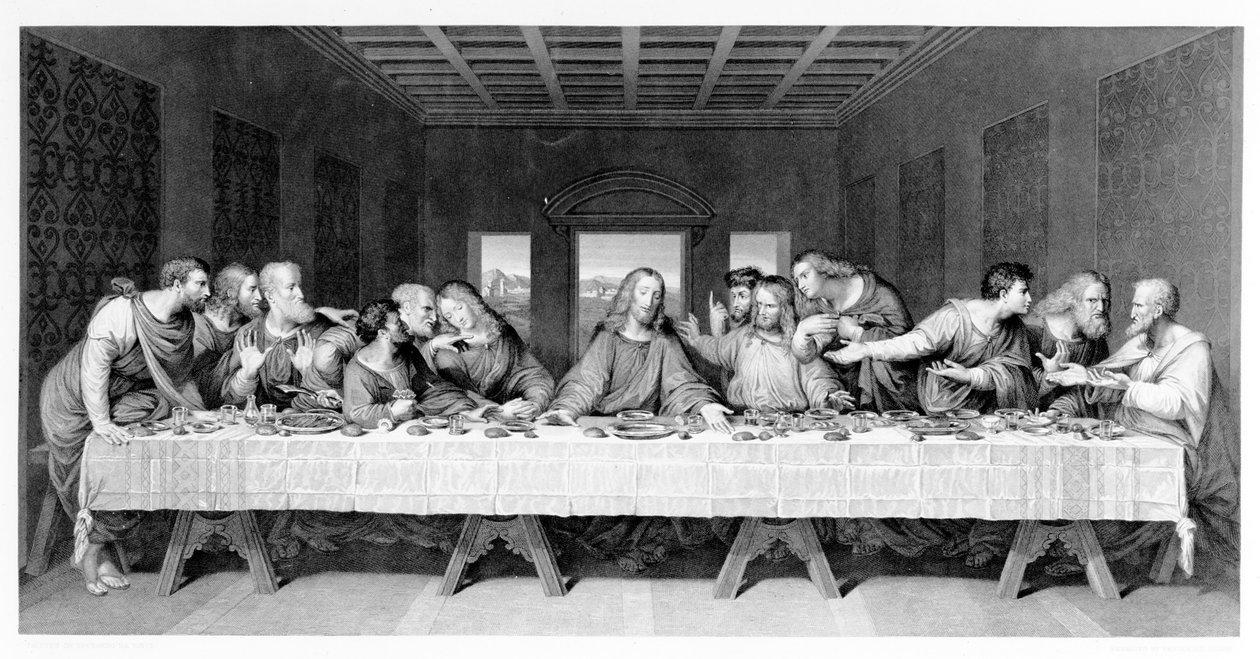 A Última Ceia, gravada por Frederick Bacon, 1863 de Leonardo da Vinci