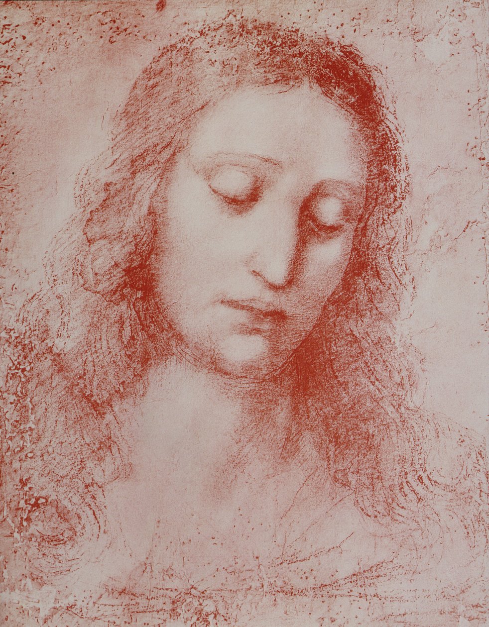 O Redentor (giz vermelho sobre papel) de Leonardo da Vinci