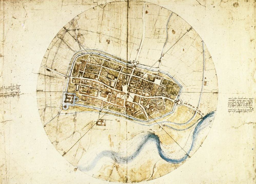 Planta da cidade de Imola de Leonardo da Vinci