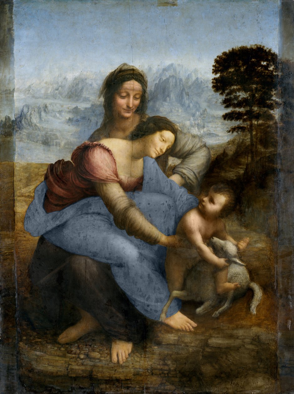 Virgem e criança com Santa Ana, c.1510 de Leonardo da Vinci