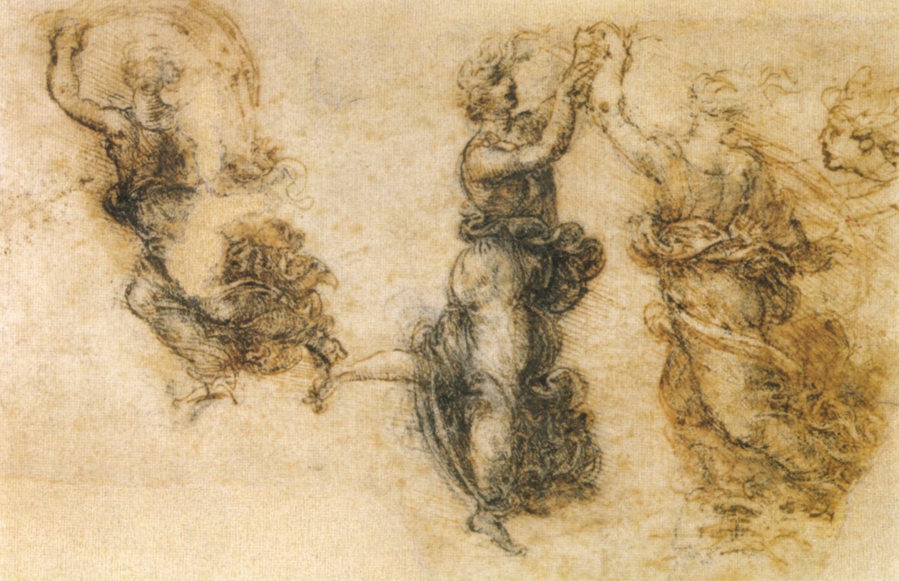estudo de três figuras dançantes de Leonardo da Vinci