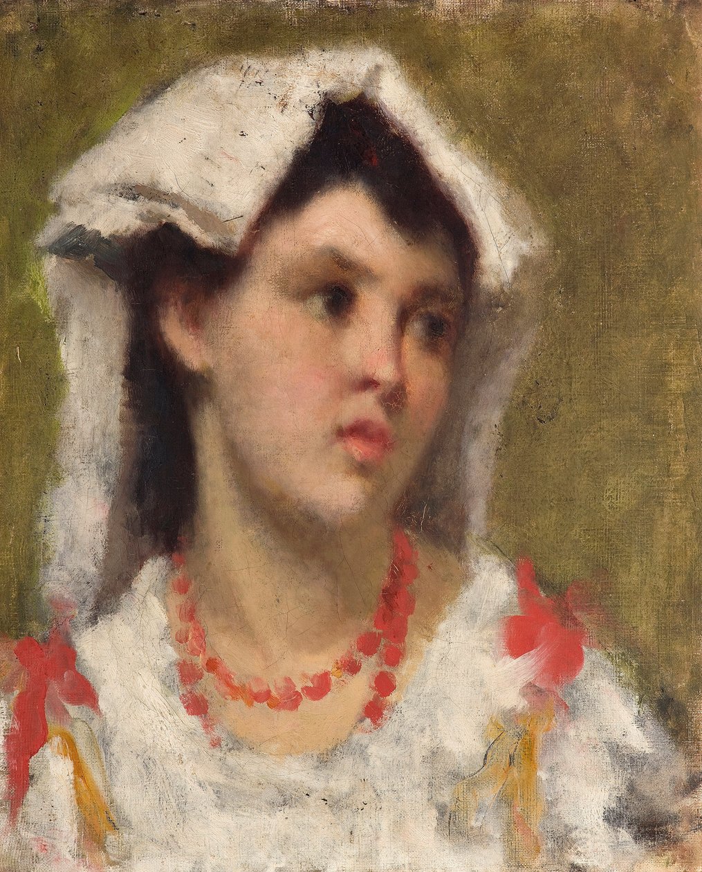 La ciociara Retrato de uma jovem de Ciociaria perto de Roma Pintura de Leonardo Bazzaro (1853-1937) Colecção privada de Leonardo Bazzaro