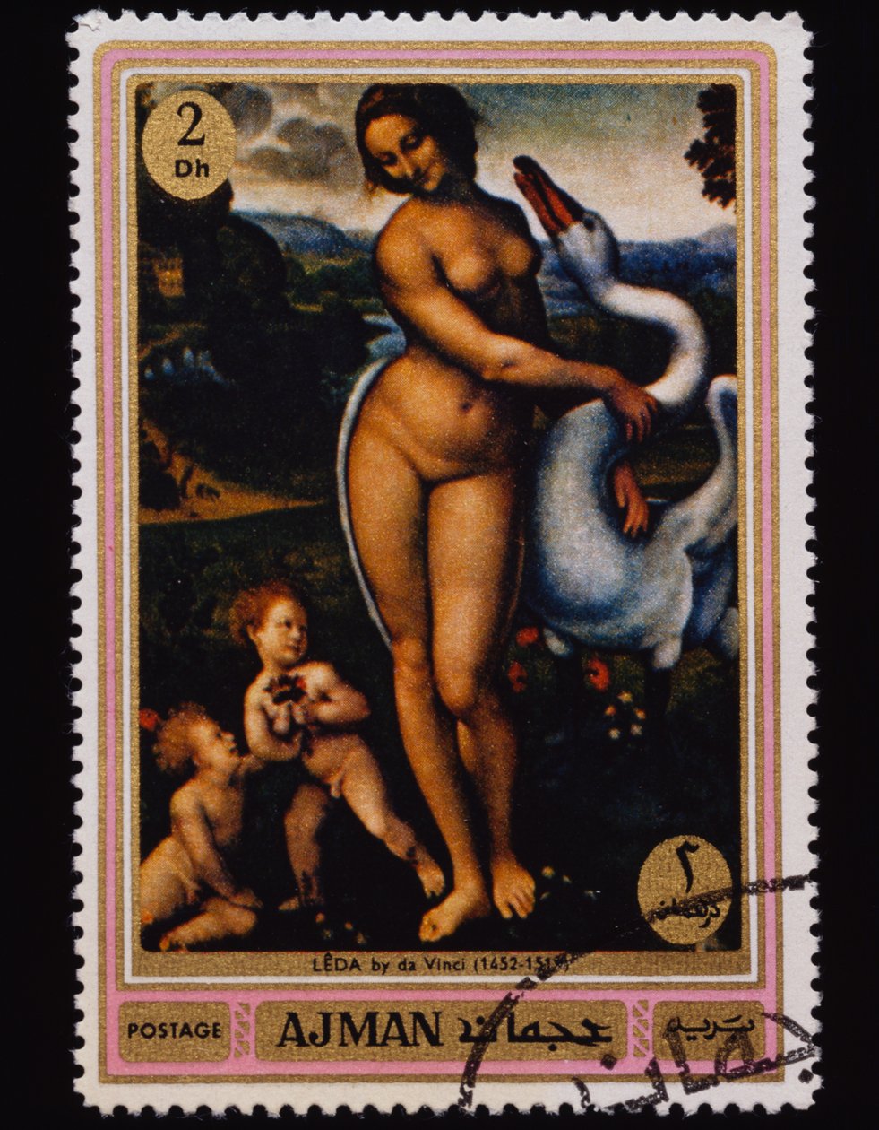 Selo de correio Pinturas famosas (Nudes) série de Leonardo da (after) Vinci