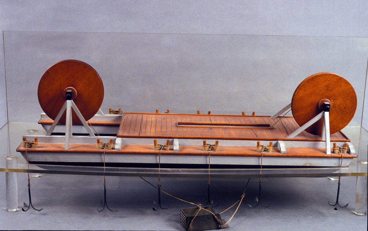 Draga do rio, modelo de Leonard de Vinci (Leonardo da Vinci) (1452 - 1519). Museu de Ciência e Tecnologia, Milão. de Leonardo da (after) Vinci