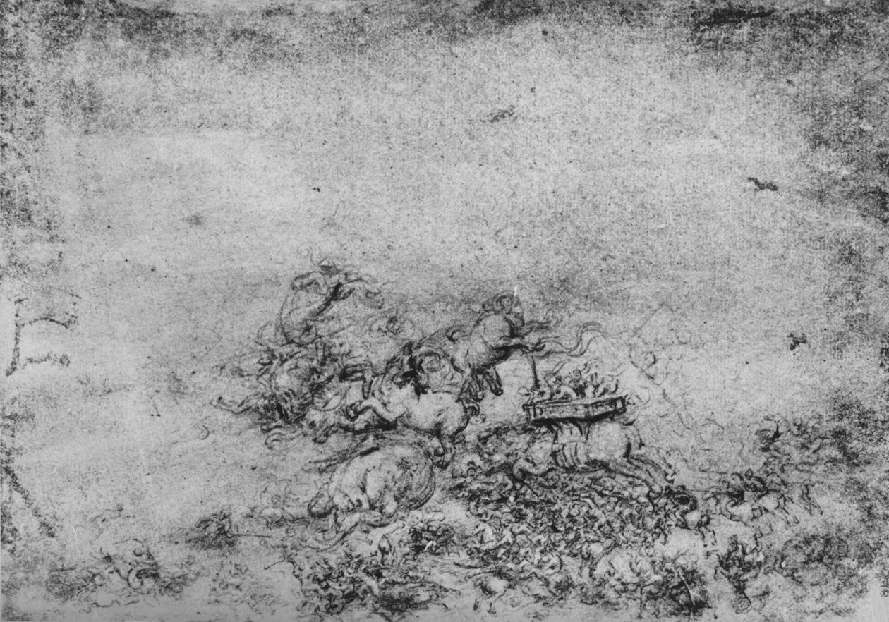 Uma batalha fantástica, c1480 1945 de Leonardo da Vinci