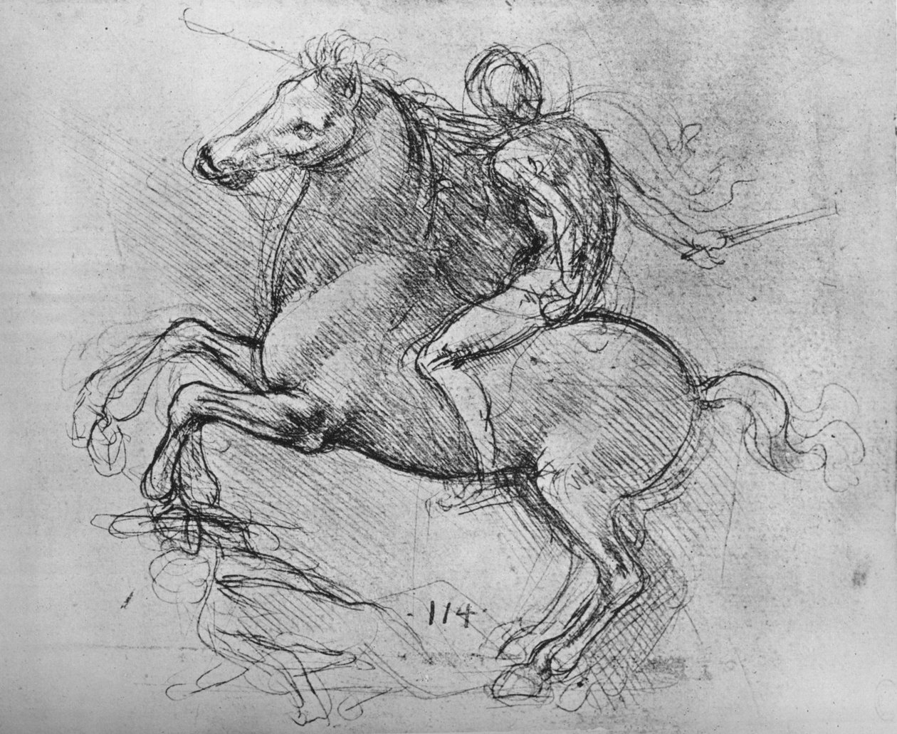 Um cavaleiro atropelando um inimigo caído, c1480 1945 de Leonardo da Vinci