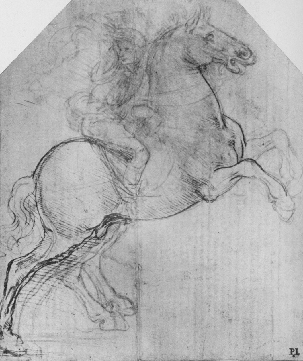 Um cavaleiro em um cavalo de criação, c1480 1945 de Leonardo da Vinci