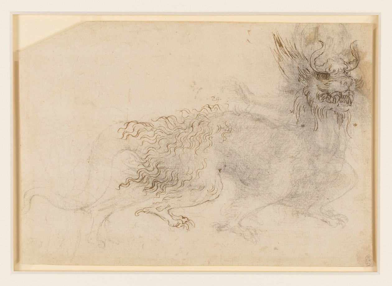 Um desenho para um disfarce de dragão de Leonardo da Vinci