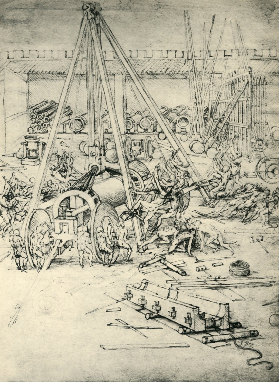 Uma cena em um arsenal, c1485-1490, 1943. de Leonardo da Vinci
