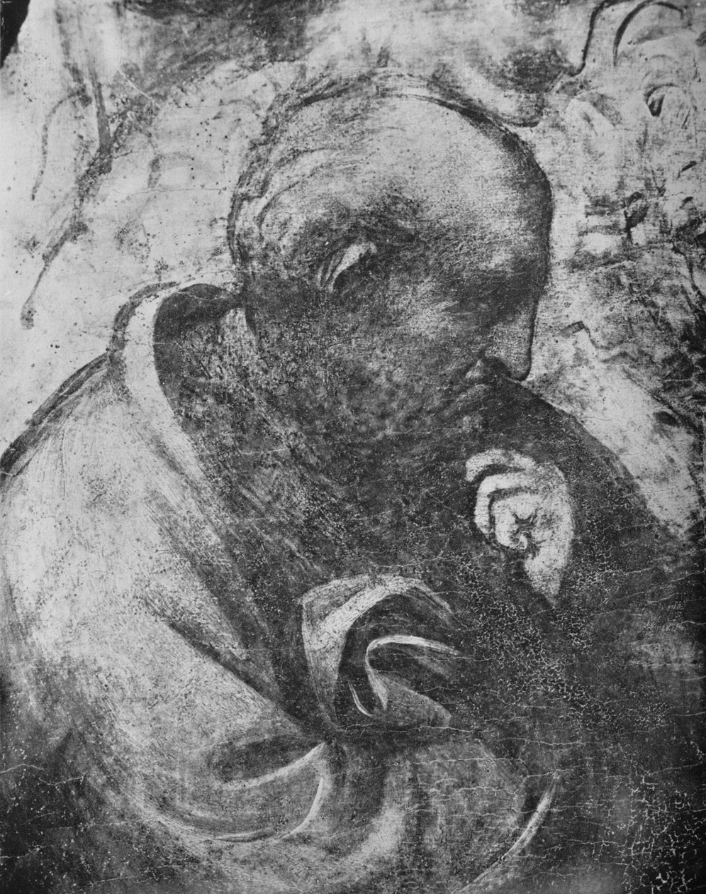 Adoração dos Magos - Chefe do filósofo à esquerda, c1481 1945 de Leonardo da Vinci