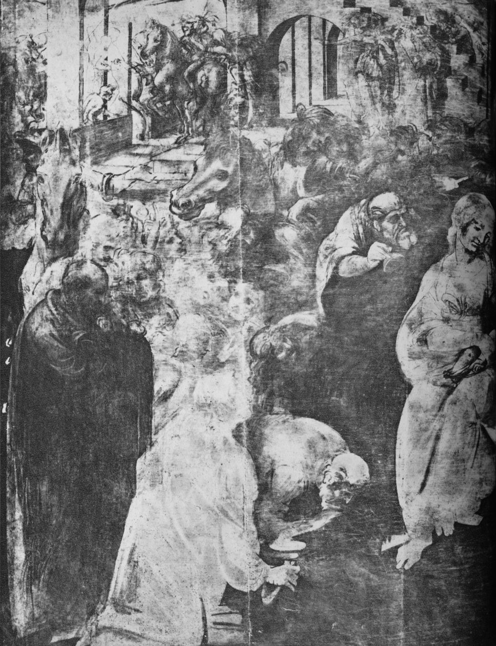 Adoração dos Magos - porção inferior esquerda, c1481 1945 de Leonardo da Vinci