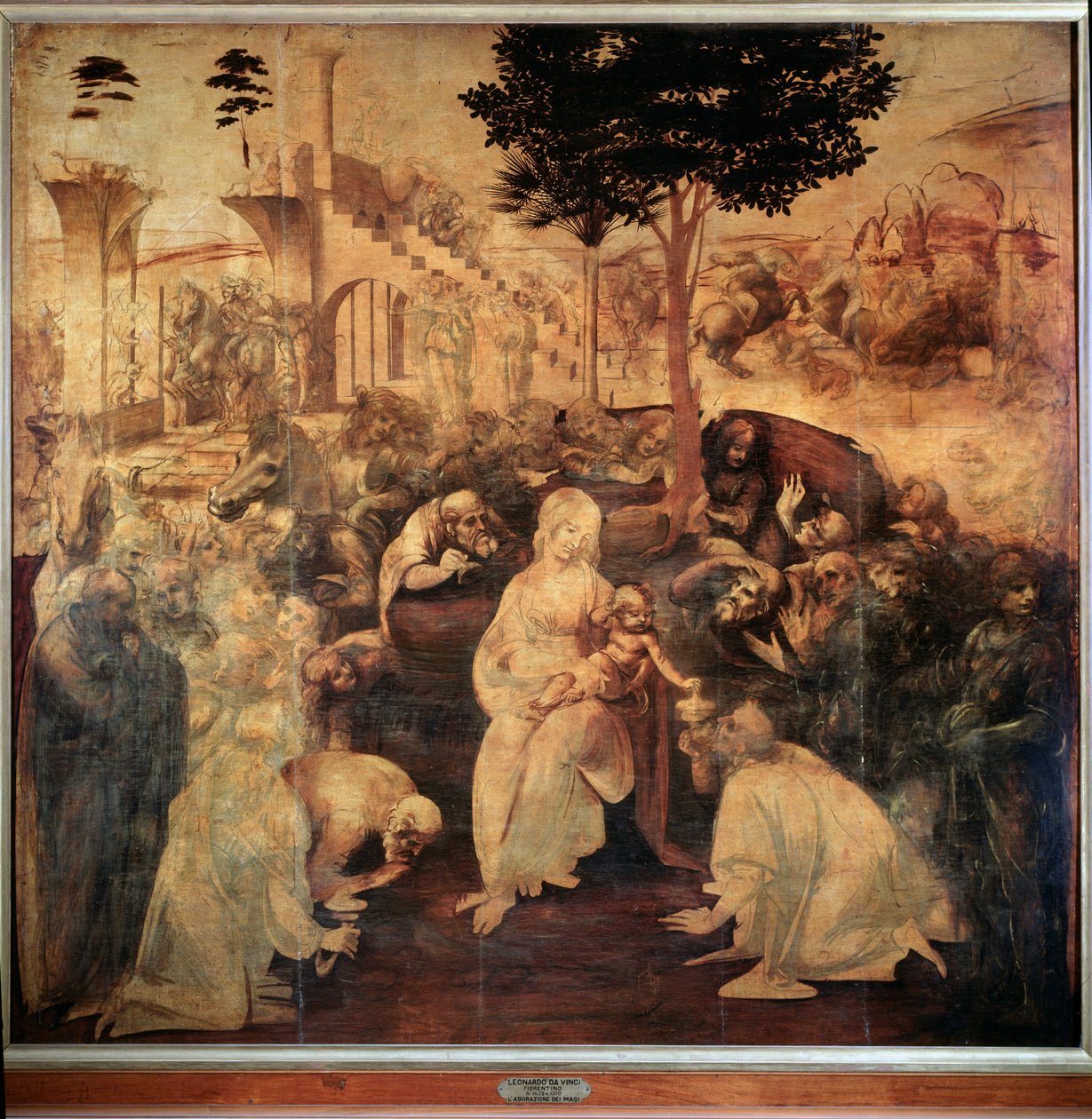 Adoração dos Magos - óleo sobre madeira de Leonardo da Vinci