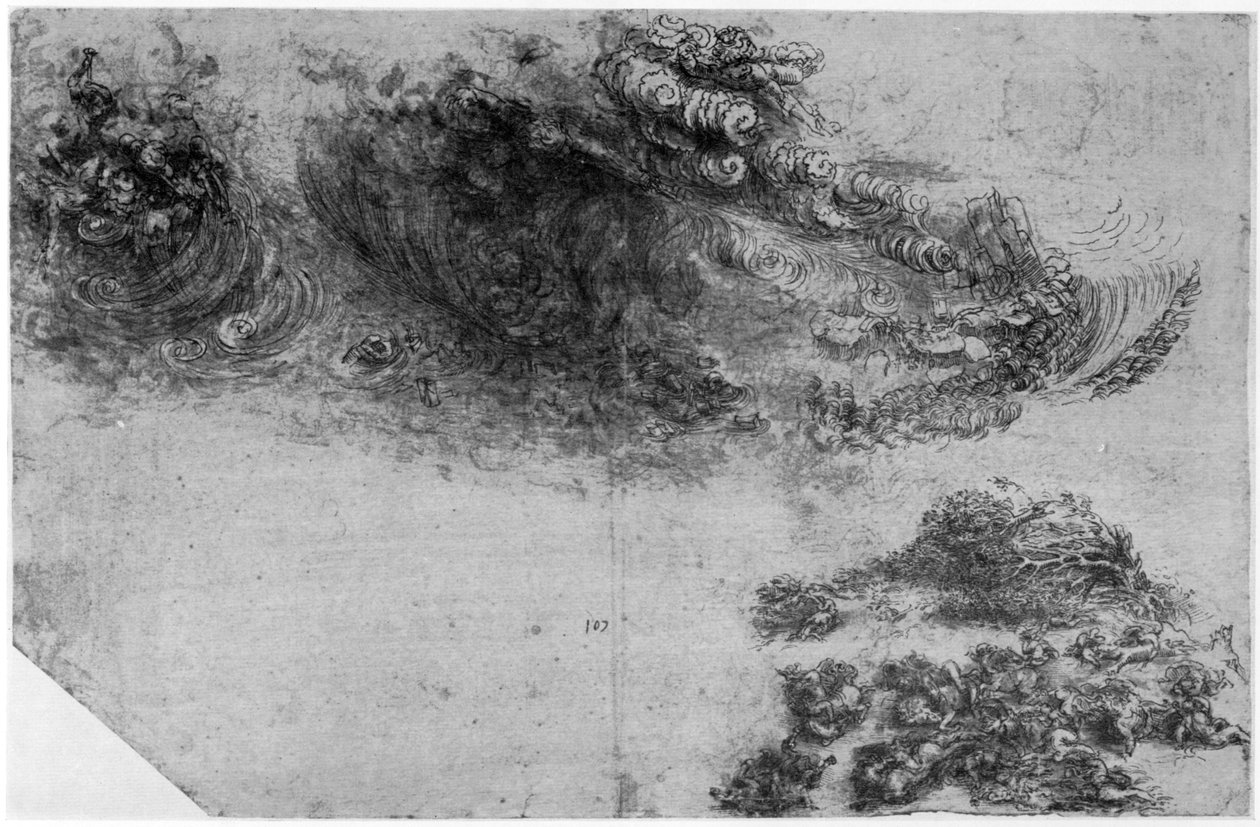 Tempestade apocalíptica, final do século XV ou início do século XVI, 1954 de Leonardo da Vinci