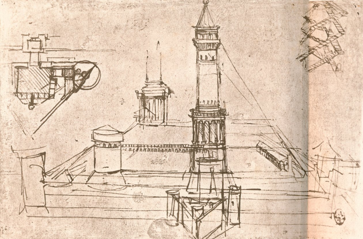 Arquitetura para castelos, c1472-c1519 1883 de Leonardo da Vinci