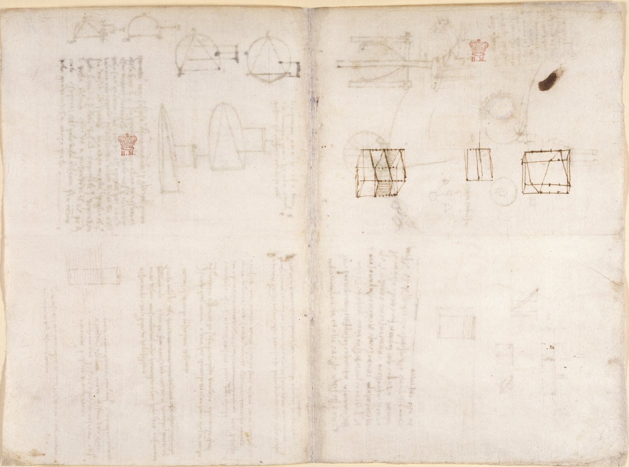Arundel 263, f.130v, f.133 Página em branco com diagramas, de 