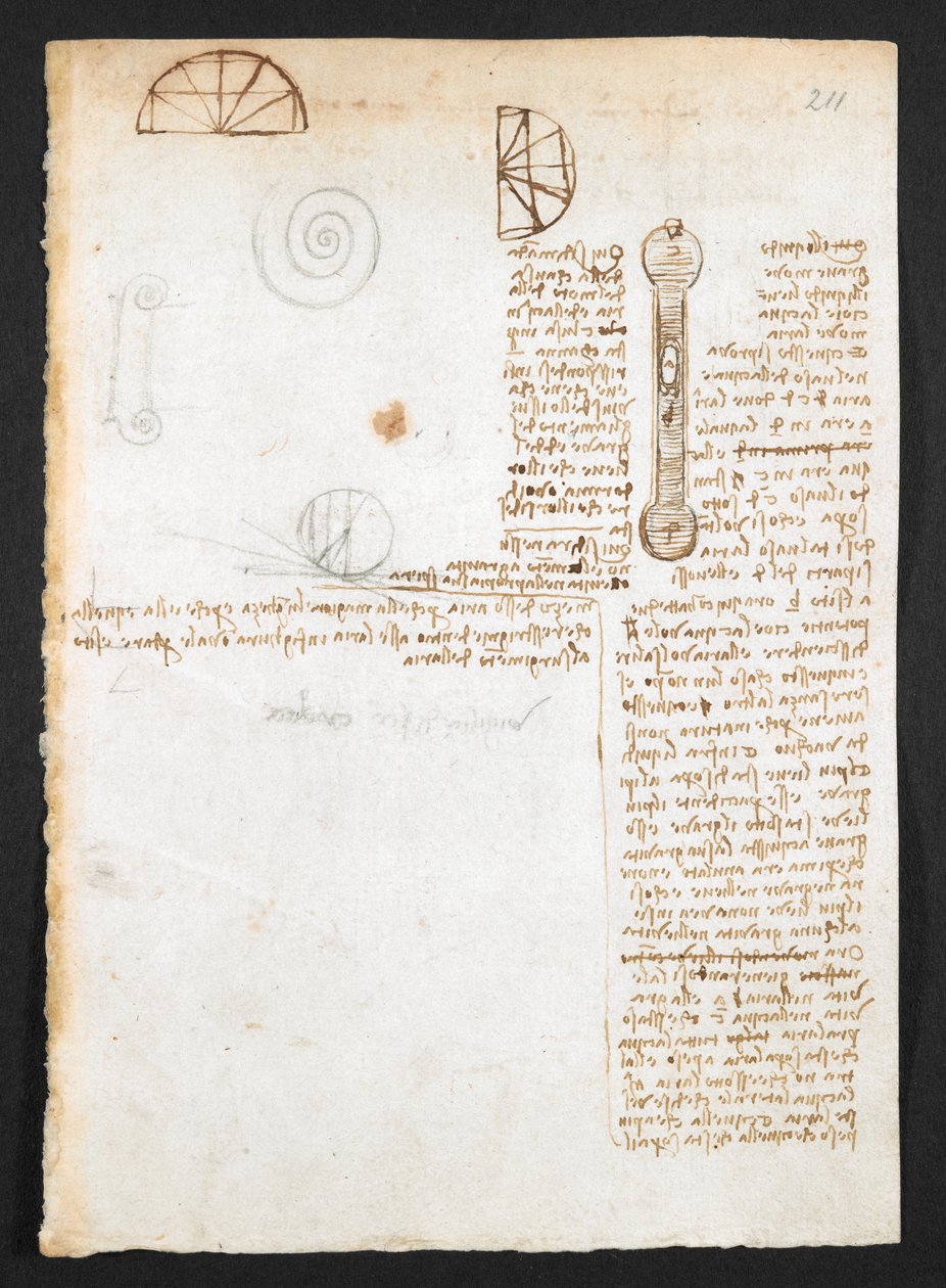 Arundel 263, f.211r Notas, esboços & diagramas, de 